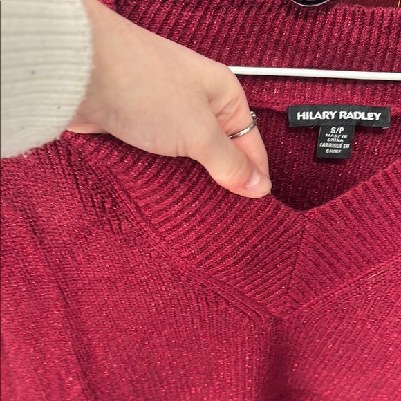 Women's Red V-Neck Sweater - Picture 2 of 4